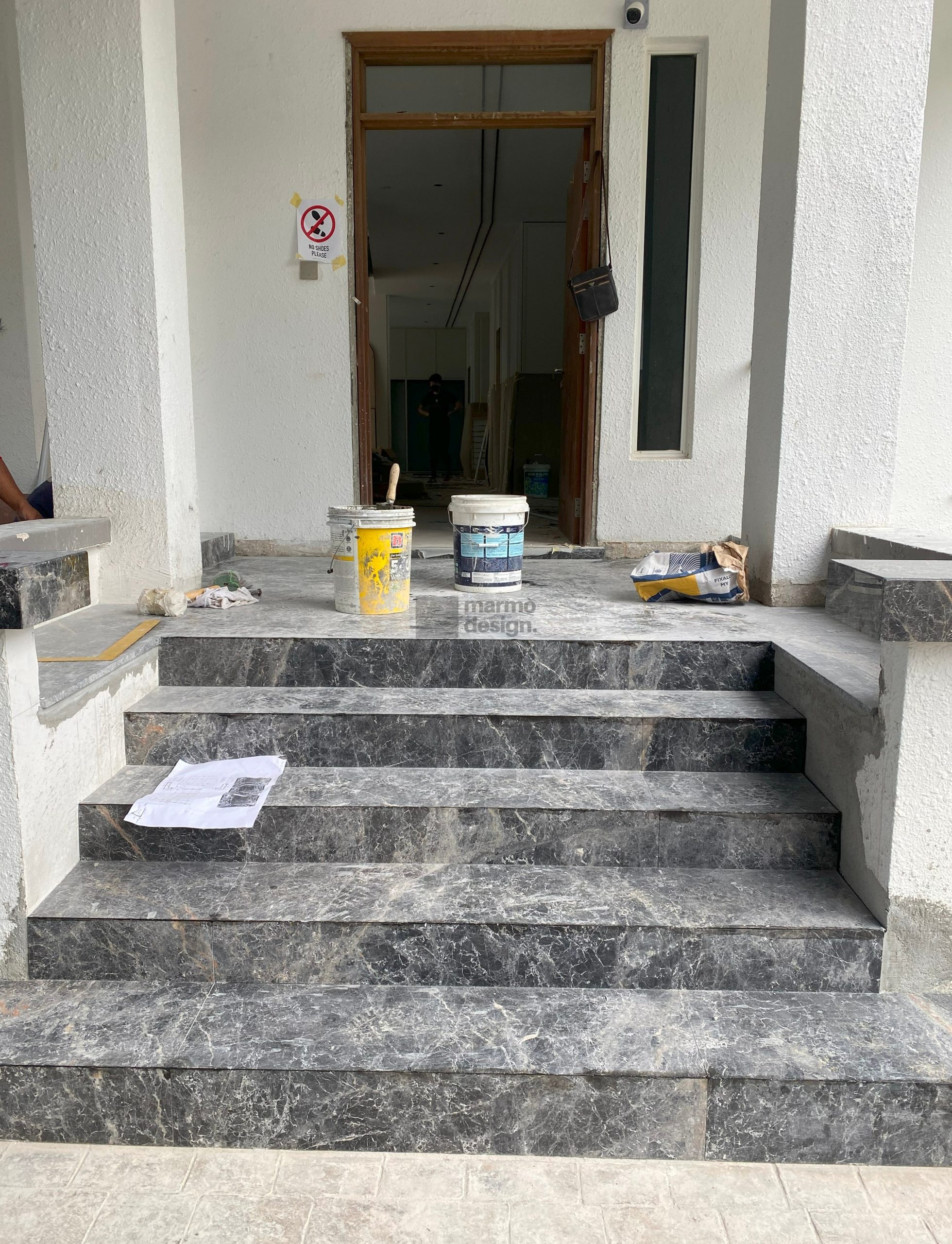Grey St. Laurent marble staircase